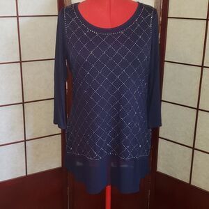 Belldini Navy Blue Silver Dazzle Top